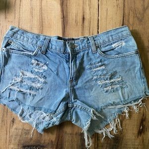 Juicy Couture Cut, Ripped Jean Shorts Sz 29